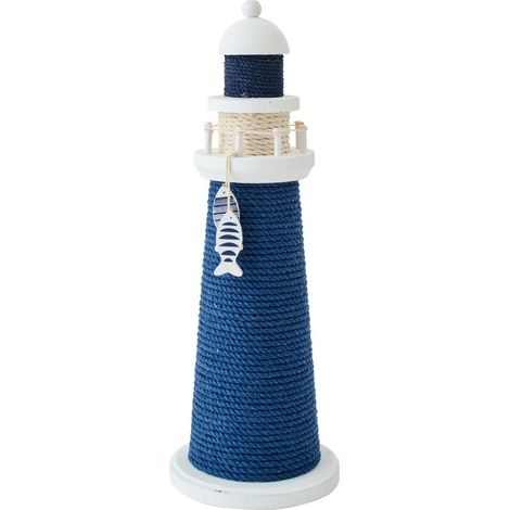 Phare Déco en Corde Tressée "Bréhat" 40cm Bleu (1/2)