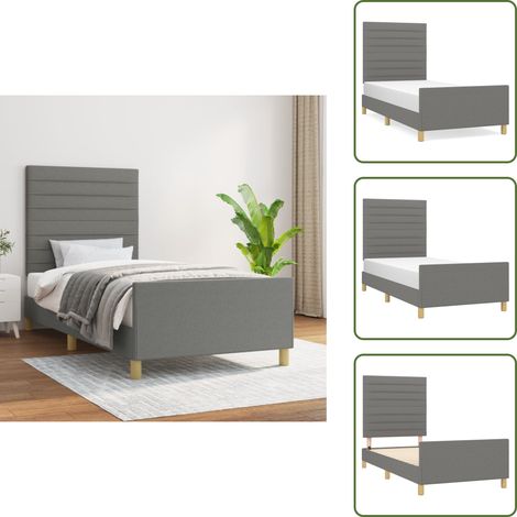 Cadre de lit sans matelas gris foncé 90x190 cm tissu - Cadre De Lit - Lit Double - Tête De Lit - Literie - Meubles De Chambre (1/5)