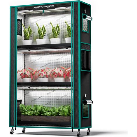 Support pour plantes avec lumières de culture, étagère pour plantes à 4 niveaux avec 6 lampes LED à spectre complet (150 W, 3 pieds) et tente de culture pour légumes, semis (1/5)
