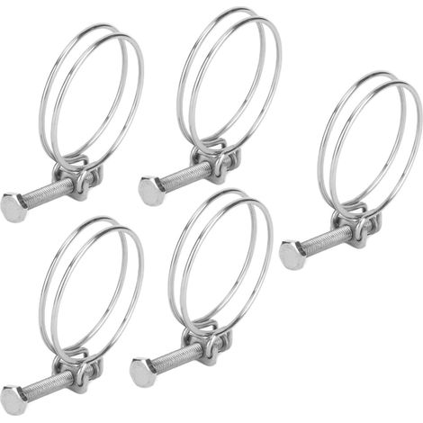 5PCS Collier Serflex Double Filaire Inox 304 Réglable Pour Tuyau Industriel Domestique 59-65mm (1/5)