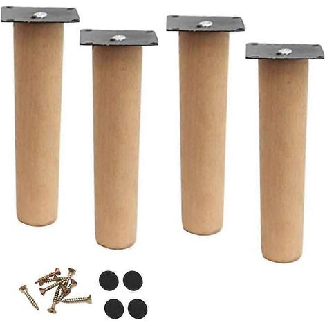 Pieds de meubles en bois massif, lot de 4, pieds de canapé en bois de hêtre, support robuste, adaptés aux tables, chaises, tables basses et tables d'appoint. (1/5)