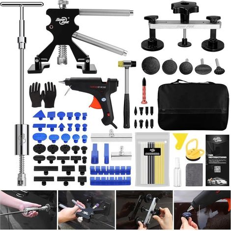 Paintless Dent Repair Tool Kit with Long Blue Dent Removal Tabs, T-Bar Slide Hammer and Dent Lifter, for Removing Vehicle Dents, Objects (1/5)