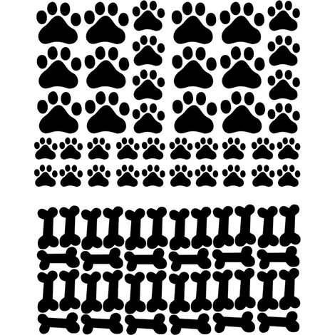 Lot de 76 autocollants en forme de pattes de chien, décoration murale amovible pour chambre de chien