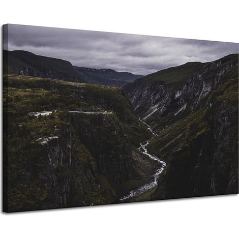 Lienzo impreso Naturaleza Montaña Arroyo 120x80 cm