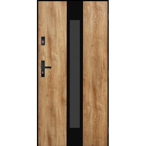 Porte d'entrée Mars en winchester 100x200 cm - Poignée et serrure : Sans - Poussant: Droit