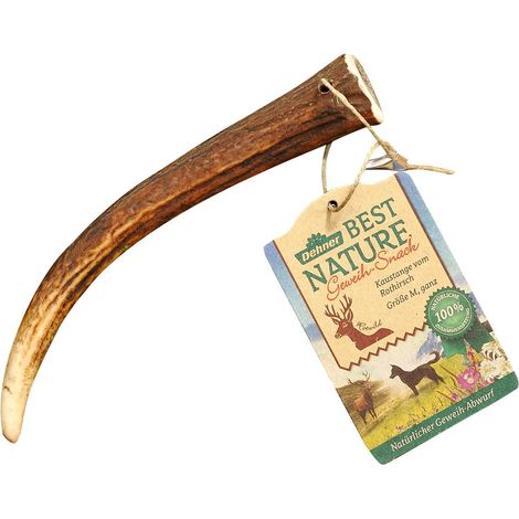 Dehner Best Nature, Snack per Cani, Bastoncino da Masticare, Corna di Cervo Rosso, Misura M (1/2)