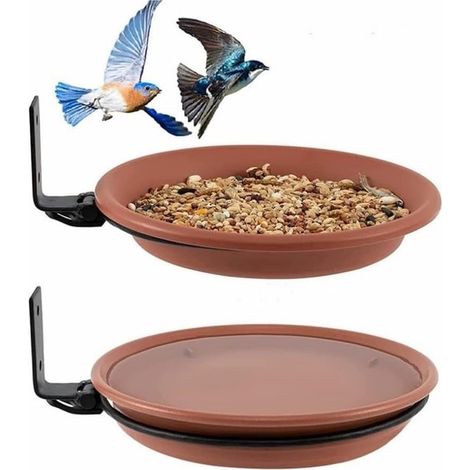 Mangeoire - 2 pièces - Mangeoire pour oiseaux - 20 cm - Pour terrasse, balcon ou jardin - Nichoir avec fixation murale - pour attirer les oiseaux sauvages (1/5)