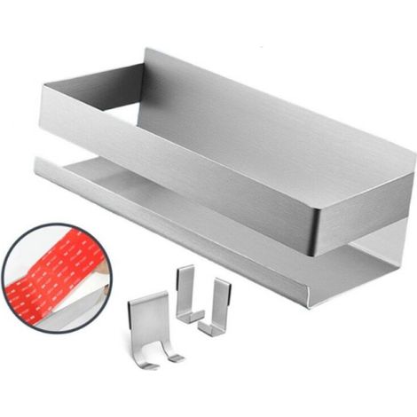 Duschablage (gebürstetes Aluminium), Duschkorb, Badezimmerregal ohne Bohren – sehr sichere Befestigung dank Klebestreifen