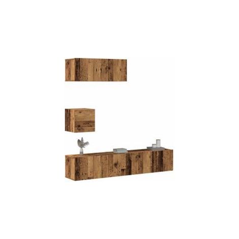 Ensemble de meuble TV mural 4 pcs vieux bois bois d'ingénierie (1/5)
