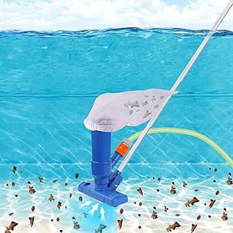 Poolsauger, Pool Bodensauger Set mit Teleskop Aluminiumstange Saugbürste Gartenschlauch-Anschluss, Netzbeuteln Sauger Vakuumsauger bodensauger Reinigungsbürste Pool-Staubsauger mit Handschuhe (1/5)