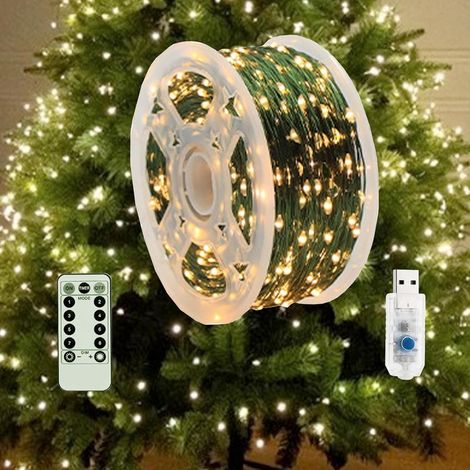 30 m lange LED-Lichterkette für Weihnachts- und Außendekoration, Beleuchtung mit 300 warmweißen Glühbirnen für Garten, Hof, Terrasse, Hochzeit - (1/4)