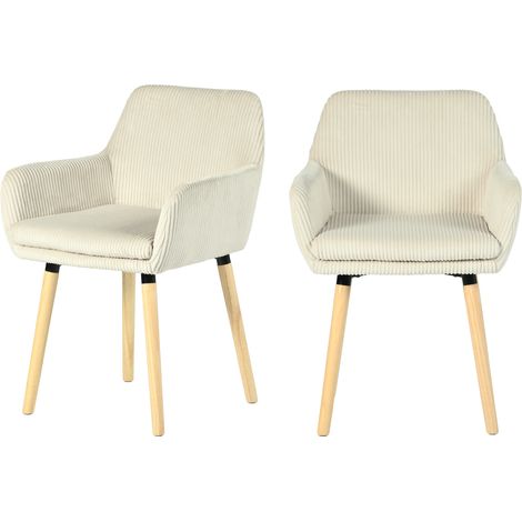 Lot de 2 chaises de salle à manger velours côtelé scandinave, ELIA (1/5)