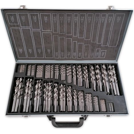Scatola di punte HSS con misure di mole da 1 a 13 mm, DIN 338N, scatola da 220