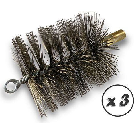 Lot de 3 Brosses à tube PRO INOX Ø 90 mm  Raccord M12175 femelle  Ame en acier torsadé  Nettoyage brossage tube et canalisation  Kibros 41SCI90x3