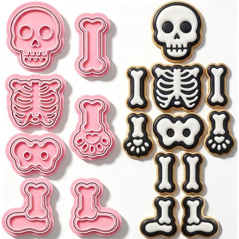Set di 7 formine e stampini per biscotti a forma di teschio – Formine per biscotti di Halloween (1/5)