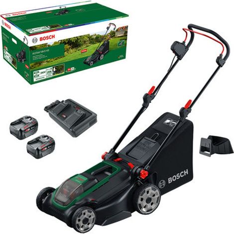 Bosch Akku-Rasenmäher ROTAK 18V2-43, 2x Akku PBA 18V 4.0 Ah und Ladegerät (1/5)