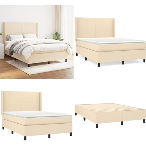 Boxspringbett mit Matratze Creme 140x200 cm Stoff - Boxspringbett - Doppelbett - Cremefarbenes Bett - Massivholzbette - Betten Mit Kopfteil - Home & Living (1/5)