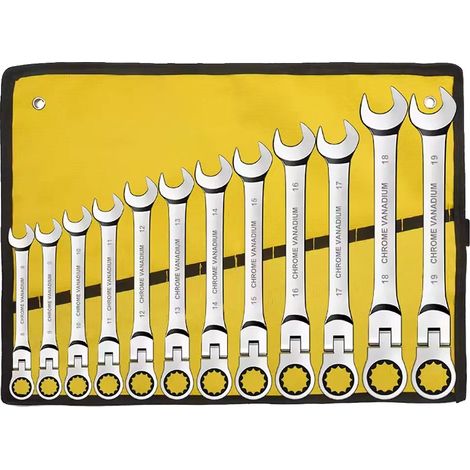 Set di chiavi a cricchetto, design della testa flessibile, costruzione resistente, 1 (1/2)