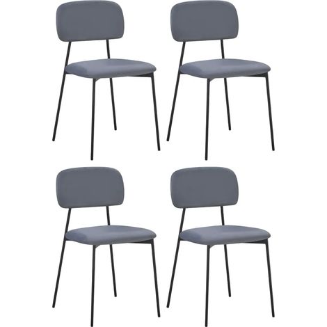 Set 4 Sedie in Vellutino Grigio 44x49x78 cm Struttura in Metallo Nero
