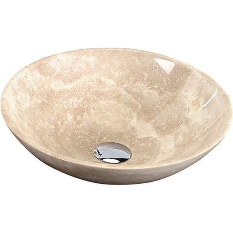 BLOK 1 Couvercle en pierre Ø 40 cm, travertin beige poli (1/3)