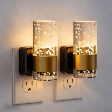 Veilleuse LED,Lot de 2 Veilleuse Prise Electrique avec Capteur de Lumière Luminosité Réglable 0-100LM,3000 K Veilleuse Enfant Plug and Play Lampe Nuit pour Chambre,Cuisine,Escalier,Salon (1/5)