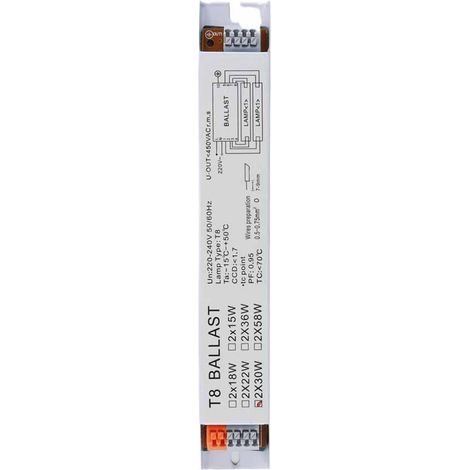 Ballast électronique pour lampe fluorescente T8 220-240 V CA 2 x 30 W, tension large (1/5)