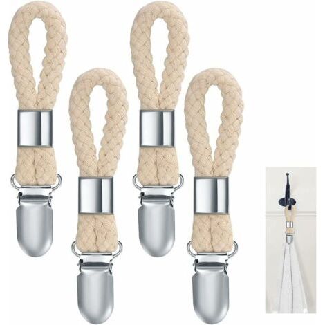 Ahlsen 10 clips para toallas de cocina, clip para toallas de té, clips de metal multifuncionales para toallas de té, clip de almacenamiento para colgar toallas de té, toallas de playa, toallas de baño (1/5)