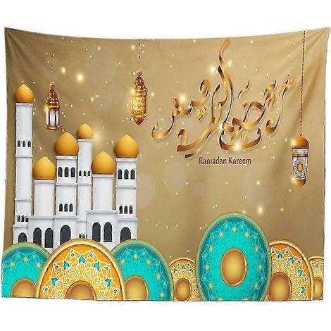 Ramadan-Dekorationen, Wandteppiche, Eid Mubarak-Wandbehänge, Tischdecken, Dekorationen, Ornamente für Studentenwohnheim, Wohnzimmer, Schlafzimmer, Partyzubehör-D 150x100cm