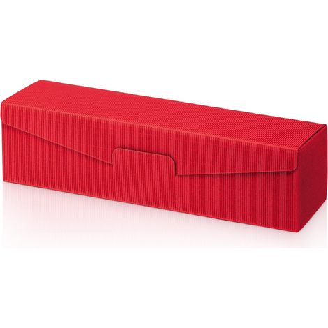 500 x Präsentkarton für 1 Flasche 380x95x90 mm offene Welle Rot (1/2)