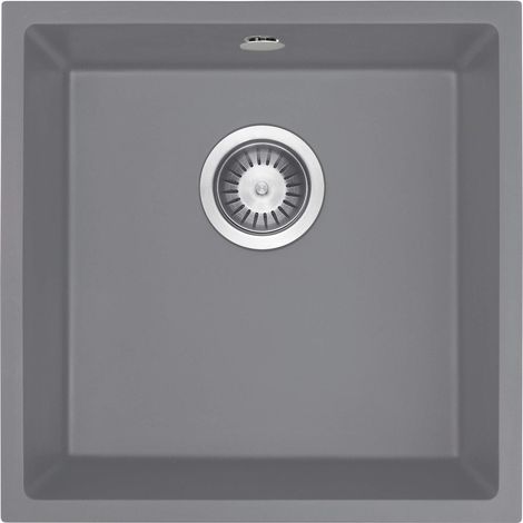Lavello cucina sottopensile in granito con 1 vasca 44x44 cm grigio metallizzato - Aelo
