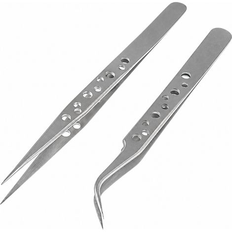 Präzisions-Modellierpinzette, 2er-Set, Stahl, für Elektronikservice (1/3)