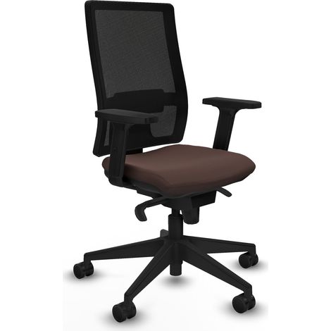 Horna sincro malla negra similpiel marrón oscuro brazos 2D base piramidal ruedas 65mm nailon (1/5)