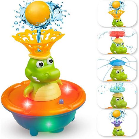 Automatisches Krokodil-Badespielzeug mit Wassersprüher und LED-Licht, Babybadespielzeug, für Pool, Dusche, Induktion, Kindergeschenk (1/5)