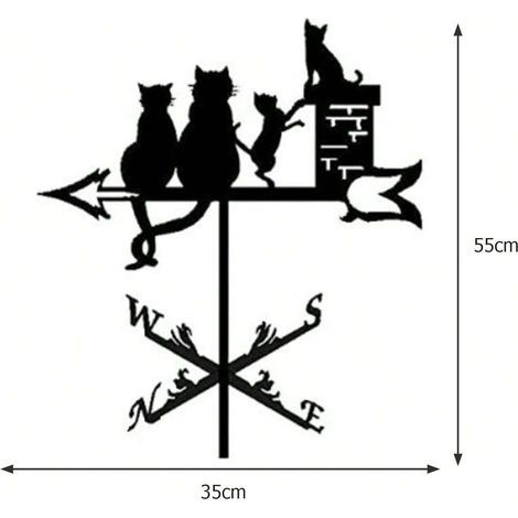Katzenhaus, Wetterfahne aus Metall, Wetterfahnenständer für den Außenbereich, handgefertigte Dekoration, Bauernhof, Garten, Pavillon (1/5)