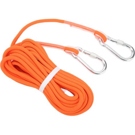 Corde d'escalade statique orange de 8 mm de diamètre, idéale pour la musculation, l'escalade en montagne et les exercices en extérieur. (1/5)