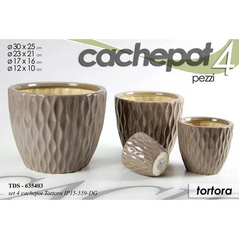 Set 4 cachepot tortora Ø30/23/17/12 cm