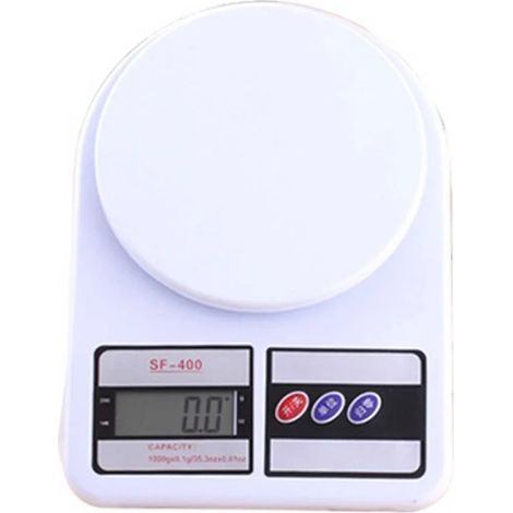 Balance de cuisine numérique 1 kg, écran LCD, plateau en acier inoxydable blanc - Accessoire de cuisine pour la maison et le barbecue