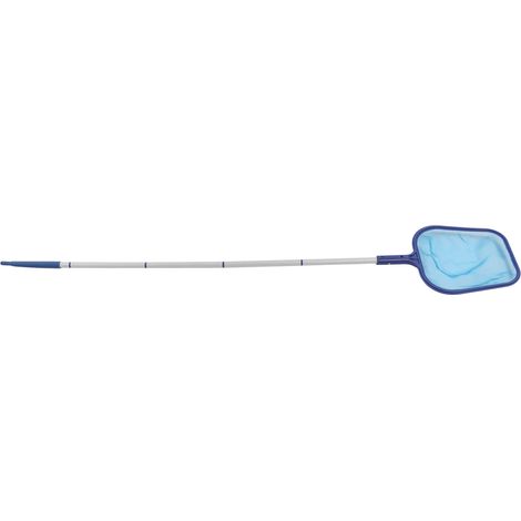 Tête de balai aspirateur piscine avec épuisette filet, kit nettoyage skimmer, manche télescopique amovible, accessoire entretien bassin. (1/5)