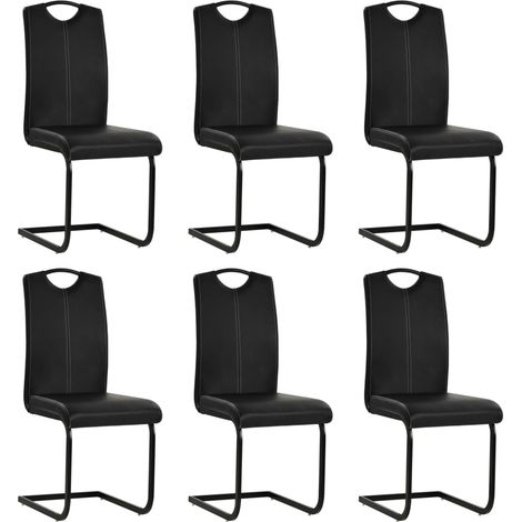 Lot de 6 Chaises à manger cantilever,Chaises/Fauteuils de salle à Manger noir similicuir HH23471 (1/5)