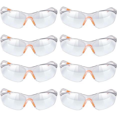 8pcs Lunette de Protection Travail, Lunette Protection Chimie, Transparente Lunettes avec Pont-de-Nez, S'applique à Travaux Extérieurs (Tels Construction Electrique, Ski) (1/5)