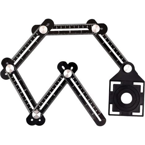 Règle de mesure multi-angle en alliage d'aluminium à six côtés avec outil de forage de carreaux de poinçon (1/5)