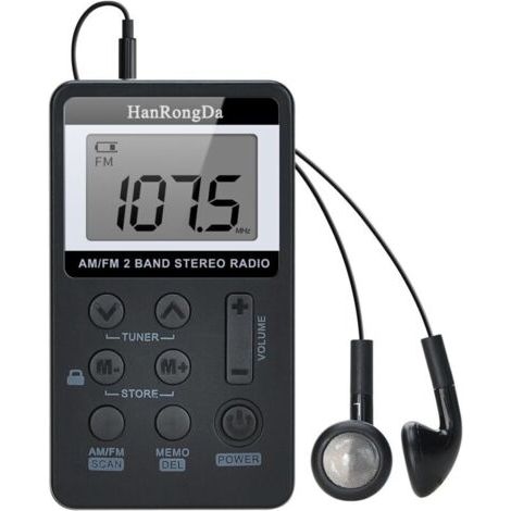 Radio de Poche Portable Mini Récepteur AM FM Personnel avec Batterie Rechargeable et Écouteurs, Convient pour la Course à Pied, la randonnée, Le Camping, Les Voyages (1/4)