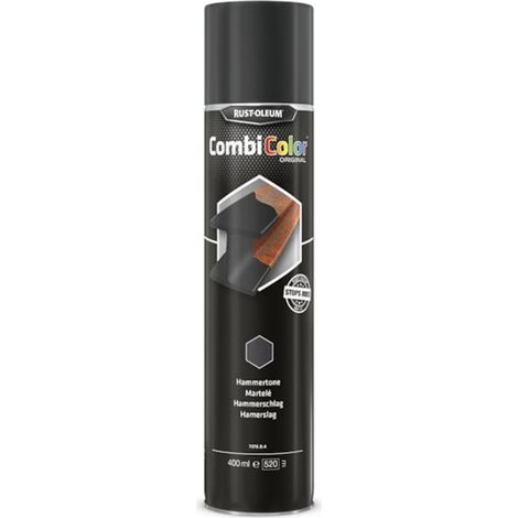 Peinture antirouille COMBICOLOR HAMMERTONE aérosol - noir martelé - 400 mL - RUST-OLEUM
