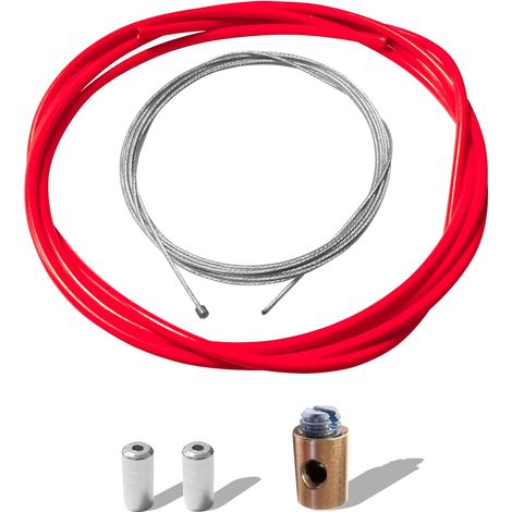câble d'accélérateur Moto Performance avec Gaine Serre-câble Embouts Compatible avec carburateur dellorto cyclomoteur Scooter mobylette 50cc, Rouge (1/4)