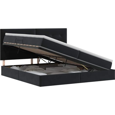 Maison Exclusive - Letto con contenitore e materasso Nero 200 x 200 cm Velluto (1/5)