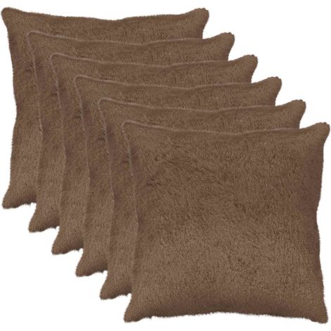 Housse de coussin 6 pc HEERLEN Marron Clair 80 x 80 cm vidaXL