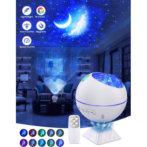 Mini veilleuse projecteur d'étoiles LED, lampe nuageuse à effets lumineux galaxie rotatifs à 120° avec télécommande, cadeau idéal pour les enfants (Mini blanc) (1/5)