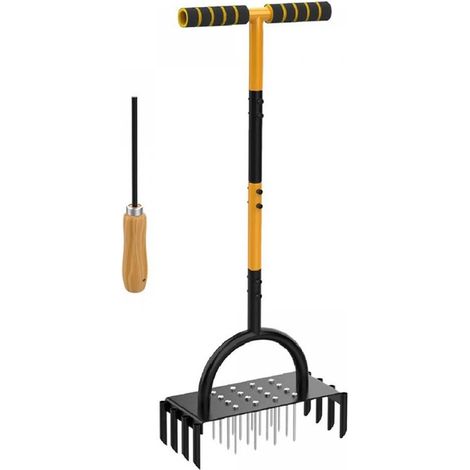 Aérateur Gazon - 96 cm - 24 Dents Hélicoïdales - Pour Entretien Jardin Cour Pelouse - Manuel