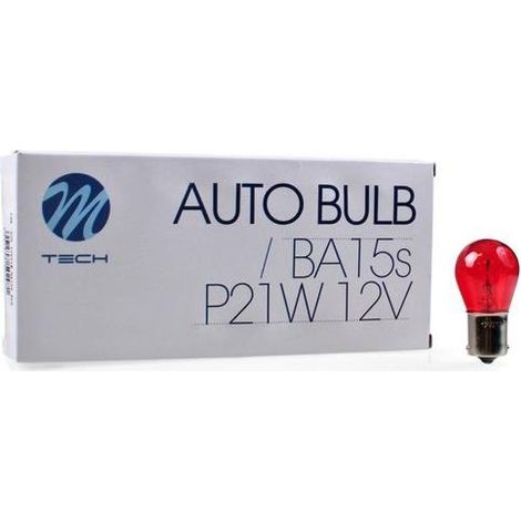 AMPOULE HALOGENE PR21W (S25) BA15S 12V 21W ROUGE (BOITE DE 10) MTECH