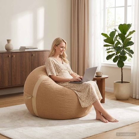 vidaXL Sedia a Sacco Beige 95 x 93 x 71 cm Sherpa (1/5)
